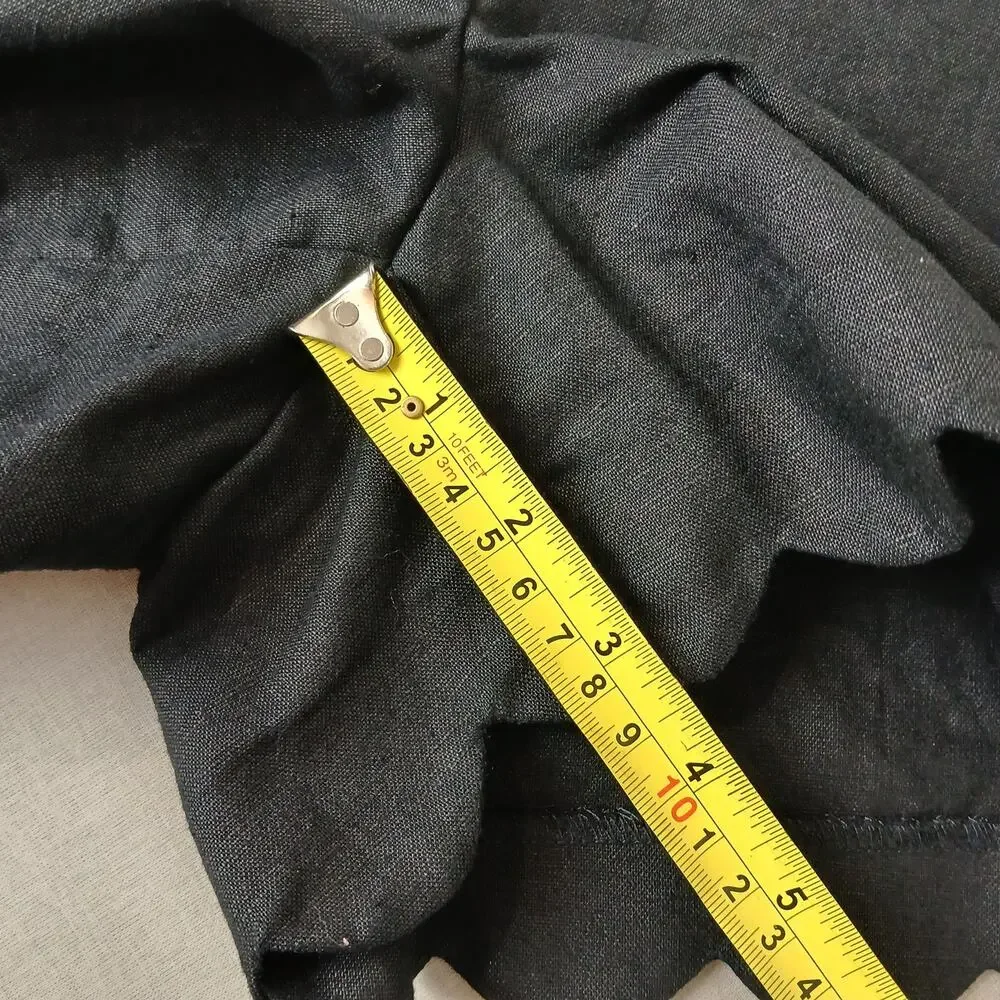J. Crew black scalloped hem shorts size 4 linen cotton blend pockets zip fly